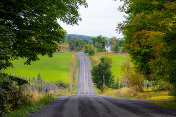 Fototapeta premium Countryside landscape with road in Quebec, Canada