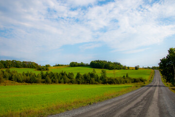 Countryside landscape with field in the province of Quebec, Canada