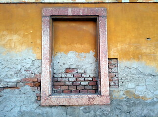 Walled window of an old brick house