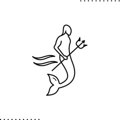 Male mermaid with trident vector illustration isolated on white 