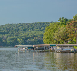 Fototapeta na wymiar A view of Wisconsin River in Sauk County, Wisconsin