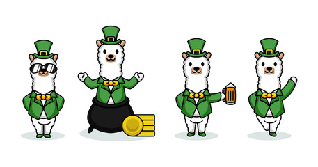 Cute Llama in St. Patrick's Day costumes