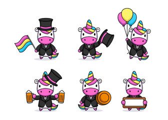 cute unicorn with St. Patrick's Day costume mascot