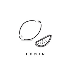 Vector hand drawn lime or lemon. Icon lemon. Isolated on white background. Graphic element for restaurant menu and store display. 