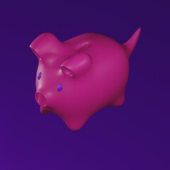 pig in isometric illustration made on the basis of 3d model for games and movies