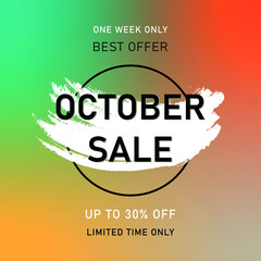 October sale banner with bright background