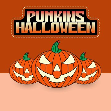 vector eps 10. Halloween pumpkin illustration and logotype