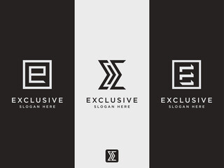 Modern style E Letter Logo Set Template (emblem).