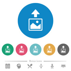Upload image flat round icons