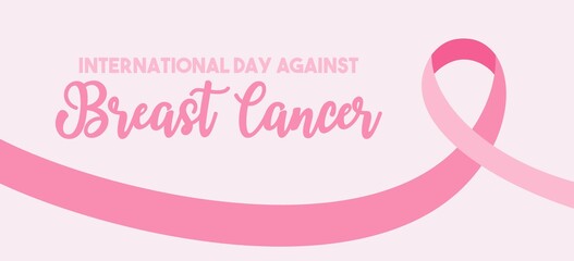 Vector Breast Cancer Awareness Month Poster Design. Stroke Pink Ribbon. October is Cancer Awareness Month.