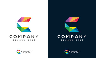 Business corporate letter C logo design. Colorful letter C logo for technology