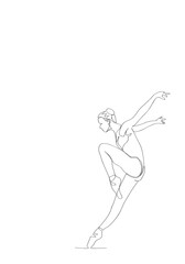 Ballet Dancer ballerina in Continuous Line Art Drawing. Vector 