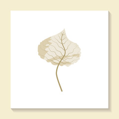 Dry autumn yellow Linden leaf in minimalism style with abstract fill. Printable for wall posters, cards, covers, home decor