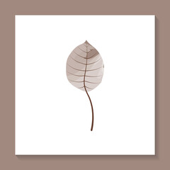 Autumn abstract brown leaf in minimalism style. Printable for wall posters, cards, covers