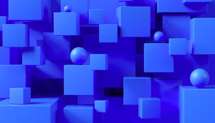 3d abstract cubic pattern blue background rendering
