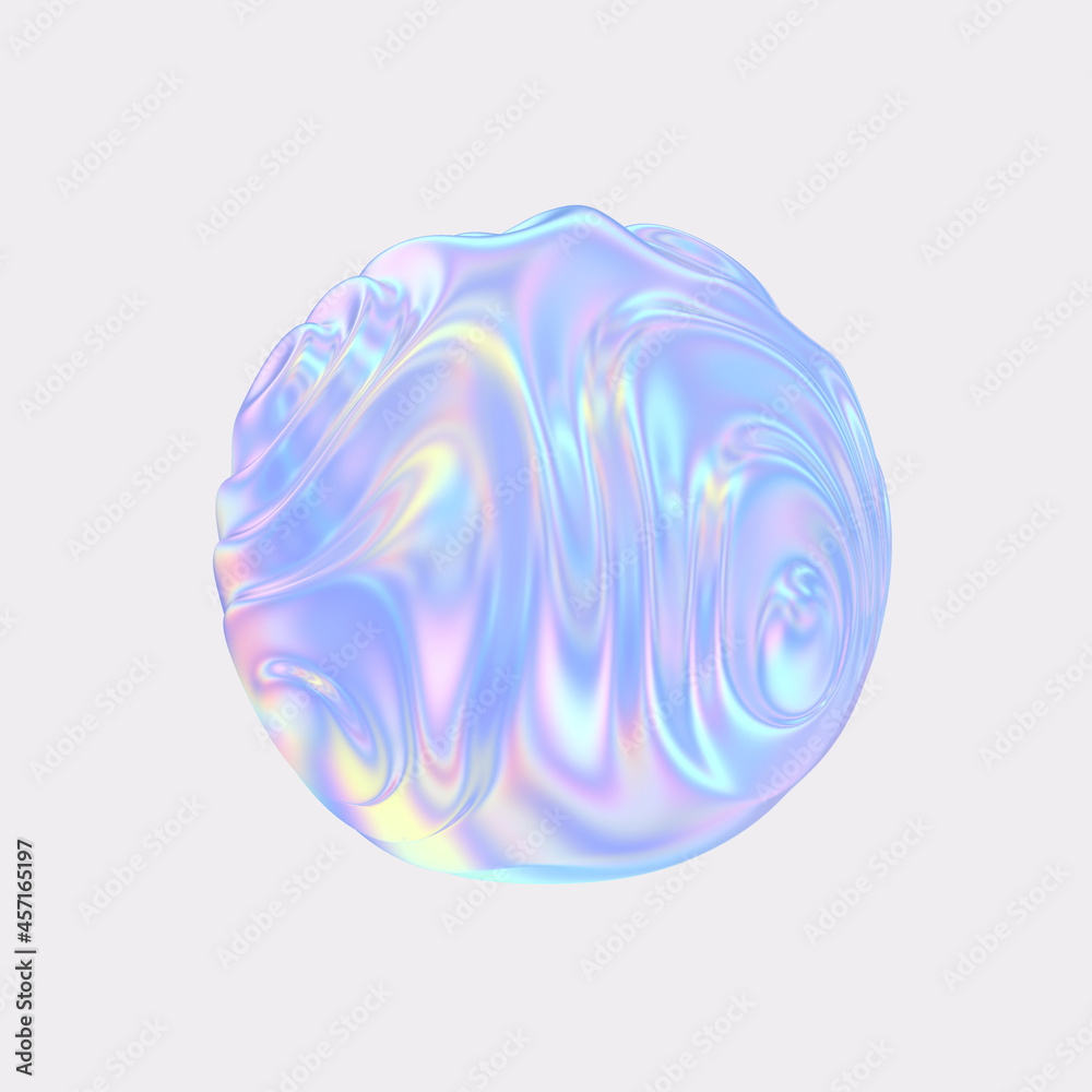 Wall mural holographic gradient sphere abstract shape for modern poster design. 3d rendering neon iridescent fu