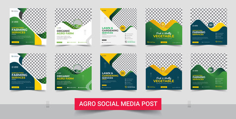 Agricultural and farming services social media post and web banner template design