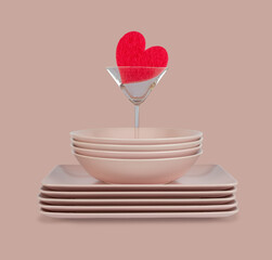 Pink plates and red sponge