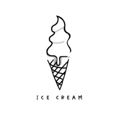ice cream icon vector illustration. Simple and sweet drawing. Hand lettering - Ice Cream - 