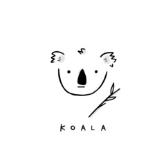 Vector illustration icon of Koala. Hand drawing digital illustration. 