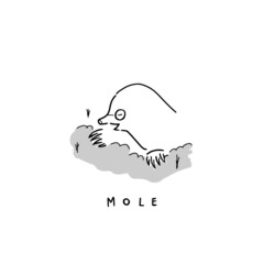 Vector illustration icon of Mole / Groundhog. Hand drawing digital illustration. 