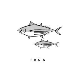 Vector illustration icon of tuna. Hand drawing digital illustration. 