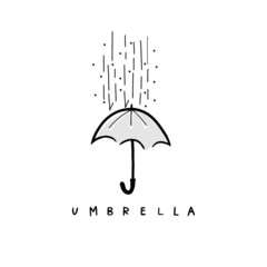 Vector illustration icon of umbrella. Hand drawing digital illustration. 