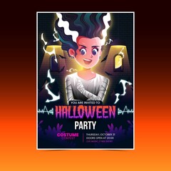 realistic halloween party poster vector design illustration