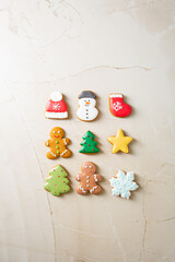 Merry Christmas concept decorated cookies with icing
