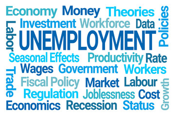 Unemployment Word Cloud on White Background