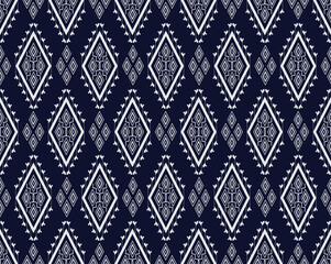 Seamless Geometric ethnic texture embroidery design with Dark Blue background design, skirt,wallpaper,clothing,wrapping,Batik,fabric,sheet, triangle shapes Vector, illustration design textile.eps
