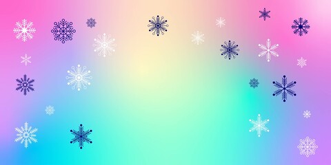 Fototapeta na wymiar winter background gradient with snowflakes for design with copy space