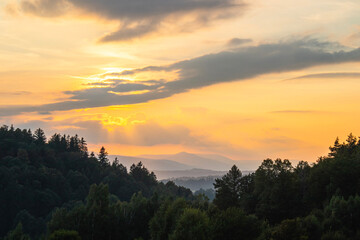 sunset over the mountains