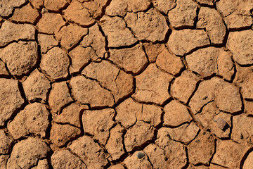 Salt Pan surface cracking under the extreme severe heat of the Kalahari Desert