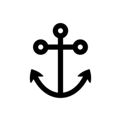 Anchor icon. Black contour linear silhouette. Front view. Vector simple flat graphic illustration. The isolated object on a white background. Isolate.