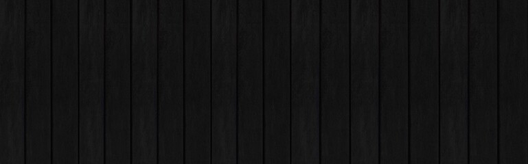 Panorama of Old black vintage wooden wall pattern and seamless background