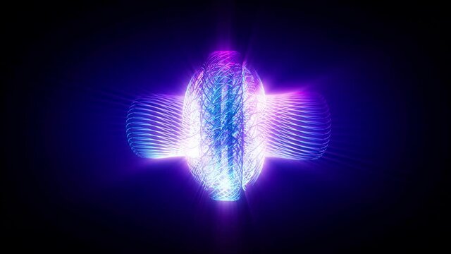 Abstract background shiny futuristic openwork geometry object transforms rotating loop