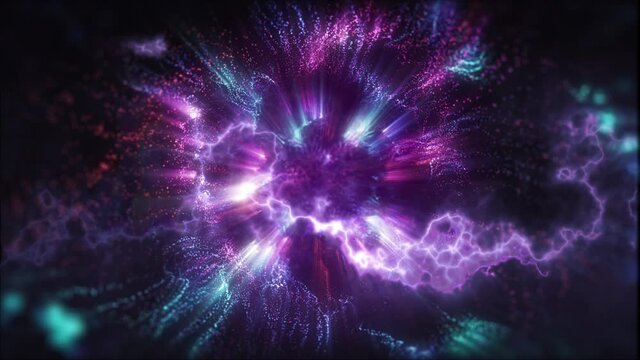4K Abstract background animation shining  particles, stardust, energy waves flares flowing in space loop