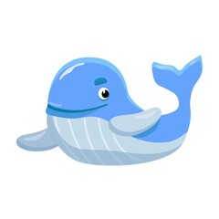 Obraz premium Cute whale. Child's toy. Cartoon style. Isolated on a white background. Vector illustration