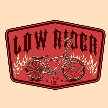 Vector Of Low Rider Bike Vintage Badge Design