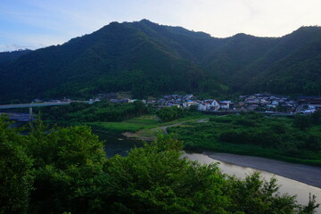 Obraz na płótnie Canvas Shimanto River Valley in Kochi, Shikoku, Japan - 日本 四国 高知 四万十川 