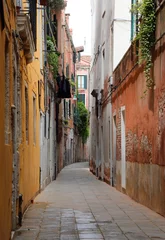 Foto op Plexiglas narrow street of the city of Venice called calle where cars cannot pass without people © ChiccoDodiFC