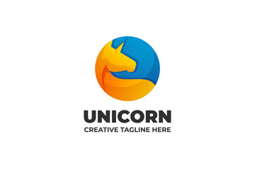 Unicorn Silhouette Gradient Logo Business