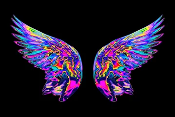Fotobehang Colourful Psychedelic Abstract Neon Wings © sahewka