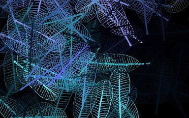 Dark Pink, Blue vector abstract backdrop with leaves.