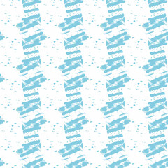Abstract seamless pattern with blue spots of paint on a white background. Use in textiles, clothing, fabric, wallpaper, design, baby backgrounds, wrapping paper. Vector.