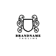 cute unique shield cartoon logo icon design template black isolated vector illustration