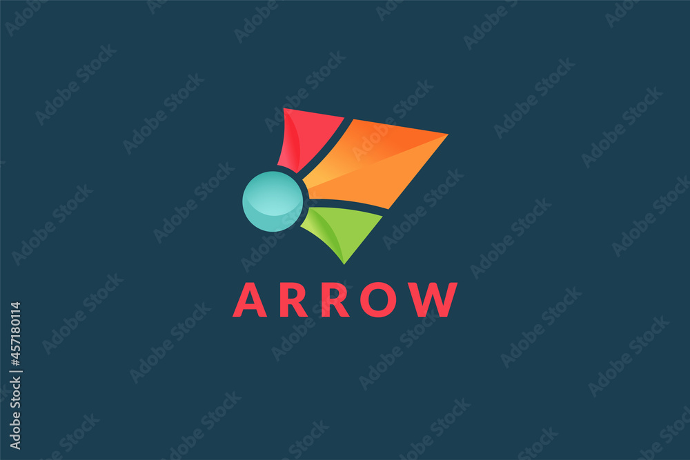 Wall mural vector arrow logo design. colorful arrow in 3 dimensional graphic design illustration