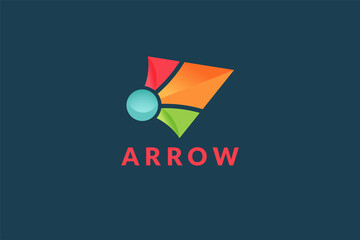 vector arrow logo design. colorful arrow in 3 dimensional graphic design illustration