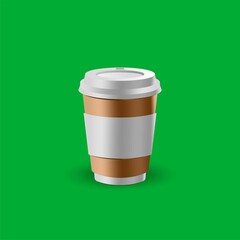editable paper coffee cup vector in 3d realistic design mock up. coffee cup with brand paper Sleeve Illustration